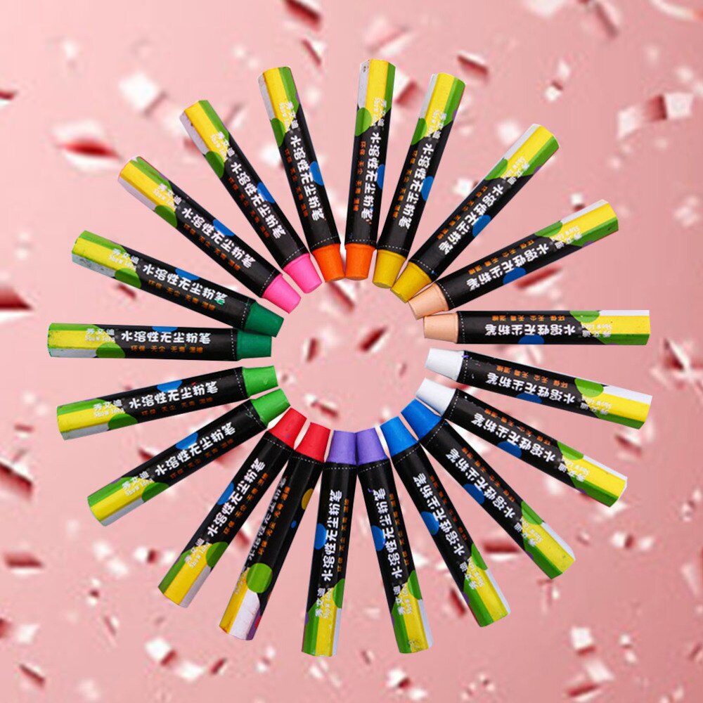 20pcs Water-based Dust-free Chalk Practical Chalk for School Home Kindergarten (10 Colors)