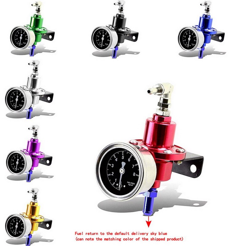 Universal Adjustable Fuel Pressure Regulator Kit with Gauge for Car