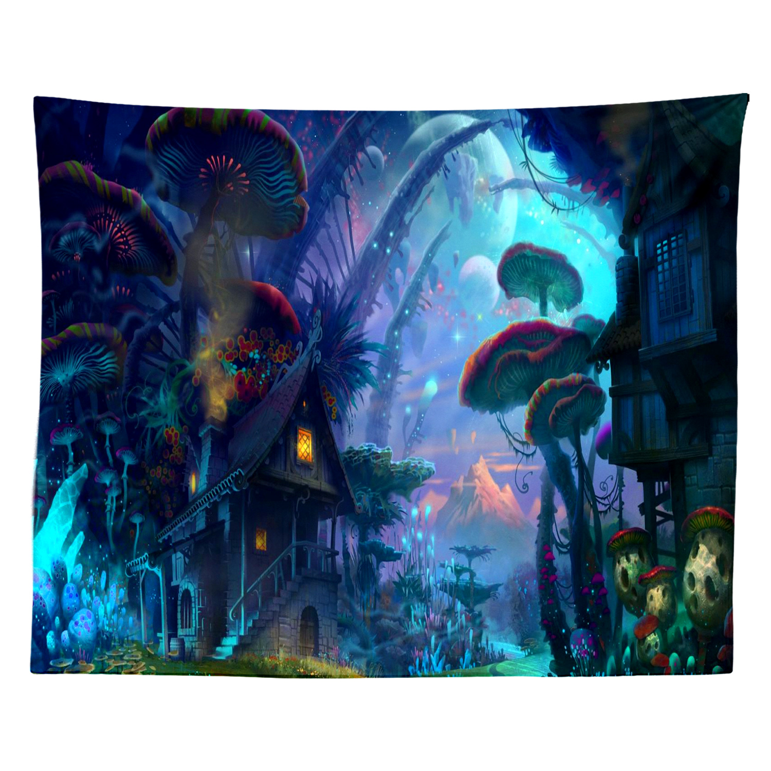 Psychedelic Mushroom Tapestry Fantasy Plant Wall Tapestry Galaxy Space Tapestry Starry Night Sky Tapestry Wall Hanging for Room: 11