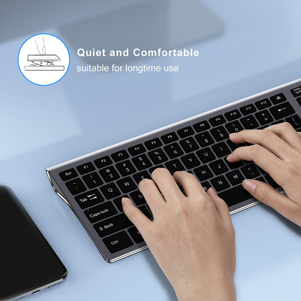 SeenDa Thin 2.4G Wireless Keyboard for Laptop Desktop Scissors Switch Keyboard for Windows Mac OS Full Size 109 Keys Keyboard