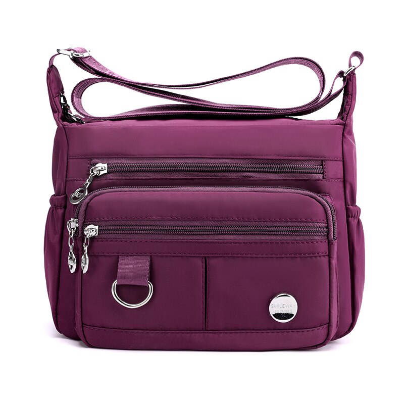 ¡Novedad de ! Bolsos cruzados de gran capacidad para mujer, bandoleras multibolsillos, bolsos de lona de ocio, bolsa de viaje para mujer: Purple