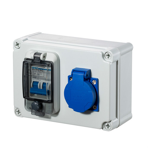 Household Outdoor Water-proof 220V 16A Multi-Function Socket Box Wall Mount Electric Car Charging Sockets Box with CHINT Breaker: Blue / Female Insert