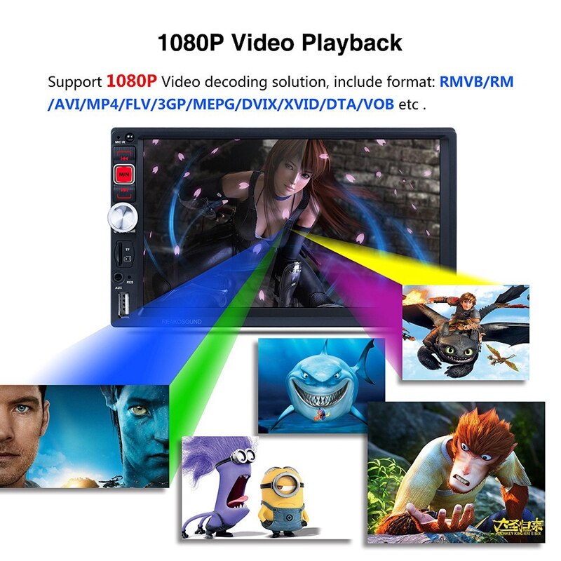 7 inch 2 din autoradio bluetooth auto  mp5 spelers europese rds met achteruitrijcamera