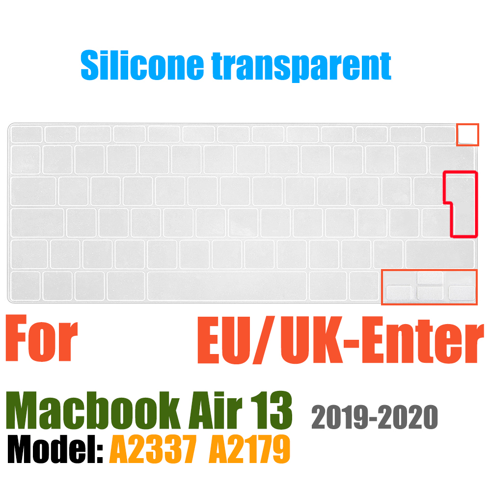 Keyboard Cover For MacBook Air 13 inch Release A2337 M1 A2179 with Touch ID Waterproof Protective Silicone Skin: black