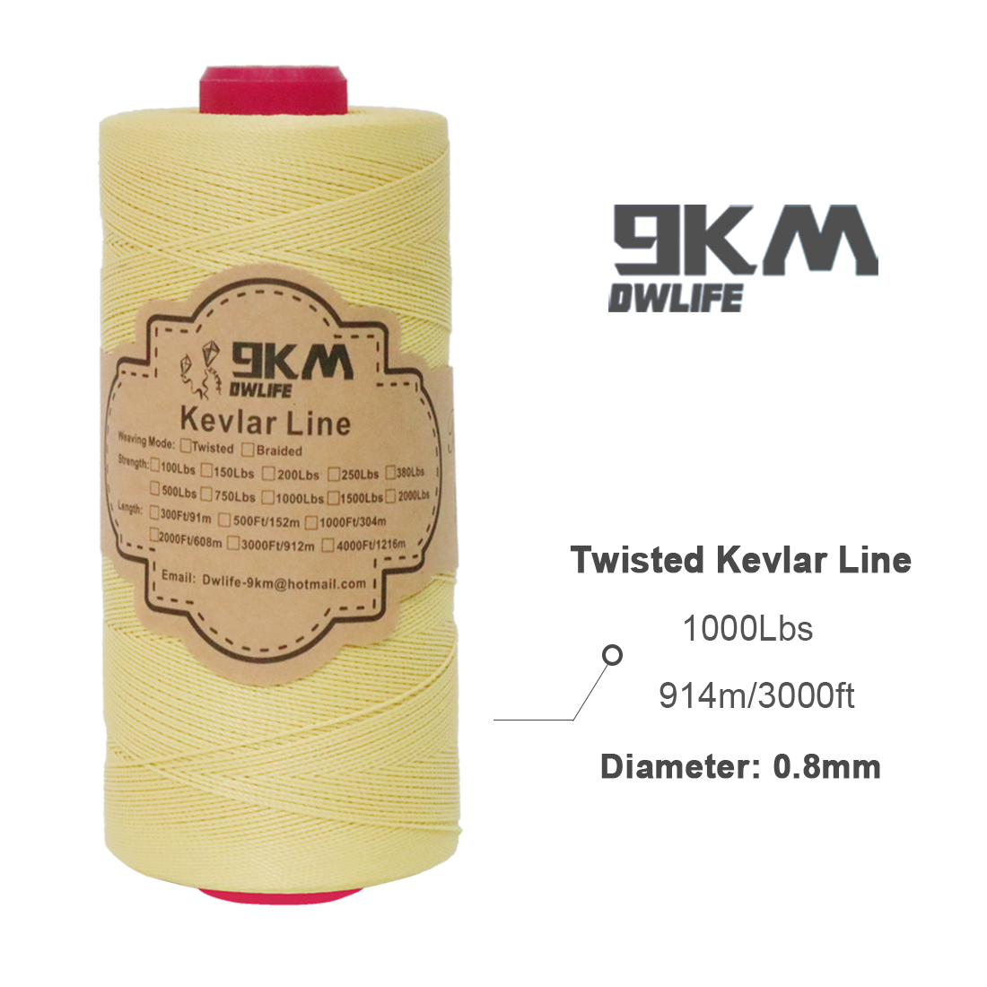 Hilo de Kevlar trenzado para pescar, cuerda refractaria para tienda de senderismo, resistente al corte, 0,6 ~ 0,8mm: 100lb 3000ft 914m