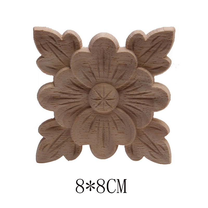 Hout Applique Onlay Hout Decal Hout Beeldjes Houten Gesneden Decor Unpainted Grote Kroon Laat Ovale Bloem Meubels Deuren Thuis: B70-4