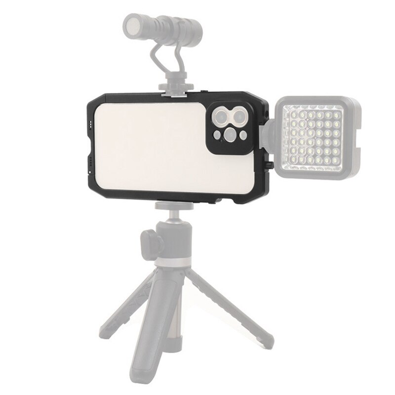 Handykäfig, smartphone-video-rig, mobiler käfig für iphone 12/ 12 pro, handykäfig mit blitzschuh und 1/4 gewindebohrungen