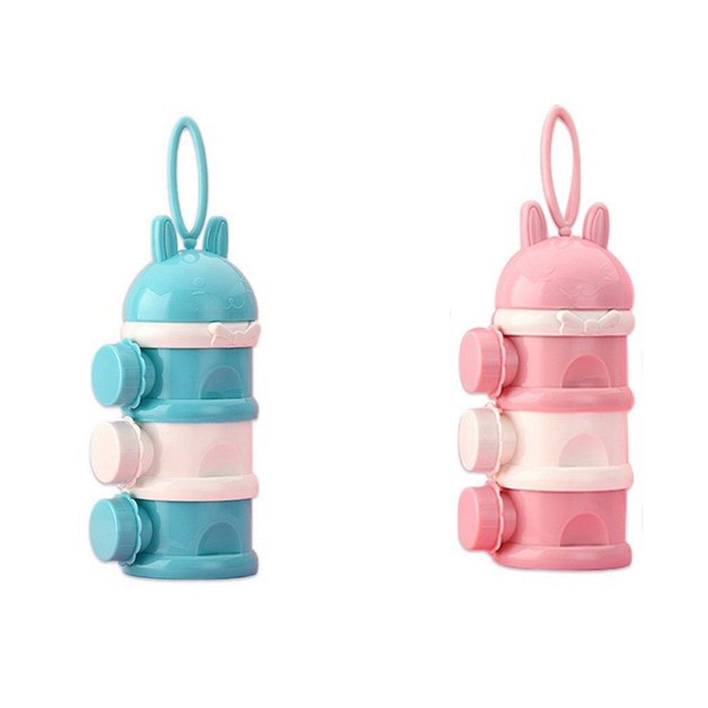 Boîte de lait en poudre à couches, boîte de rangement de collations à trois grilles pour suppléments pour bébé, boîte de lait en poudre portable