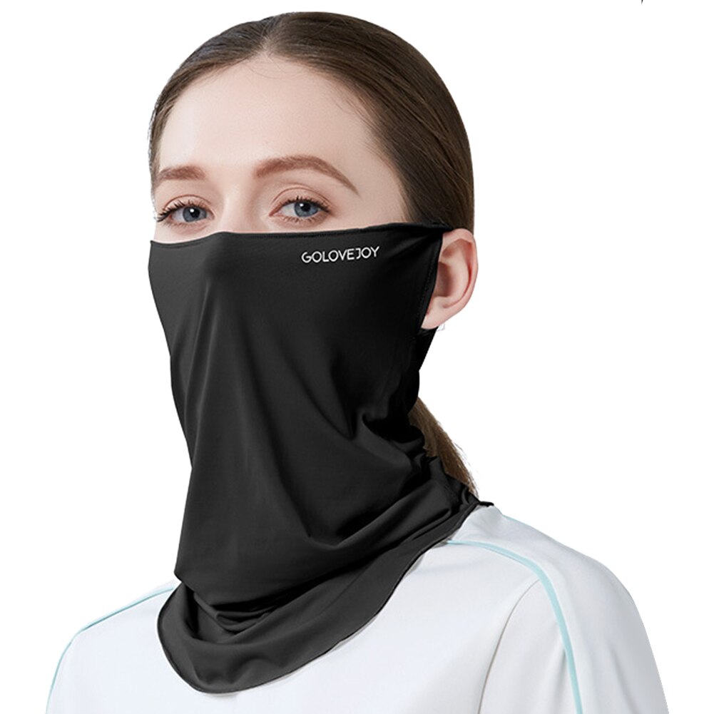 Sun Mask Female Neck Protection Sun Protection UV Protection Viscose Fiber Cold Feeling Hanging Ear Face Covering Mask Male TOA: BK
