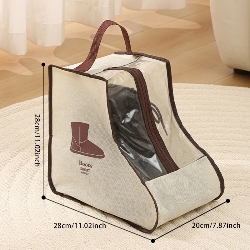 Boot Storage Bag Portable Shoes Organizer Waterproof Dustproof Protection Holder Bag for Household Travel Supplies: Dark Grey