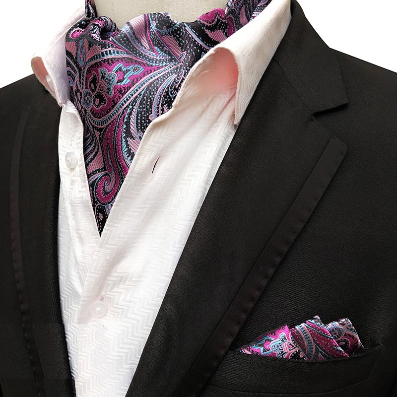 Lujosa corbata de seda Ascot de lujo para hombre, corbata para hombre, pañuelo para hacer corbatas, juegos de Cachemira Floral, bolsillo cuadrado, corbata para de boda: SMT-LJT01-19