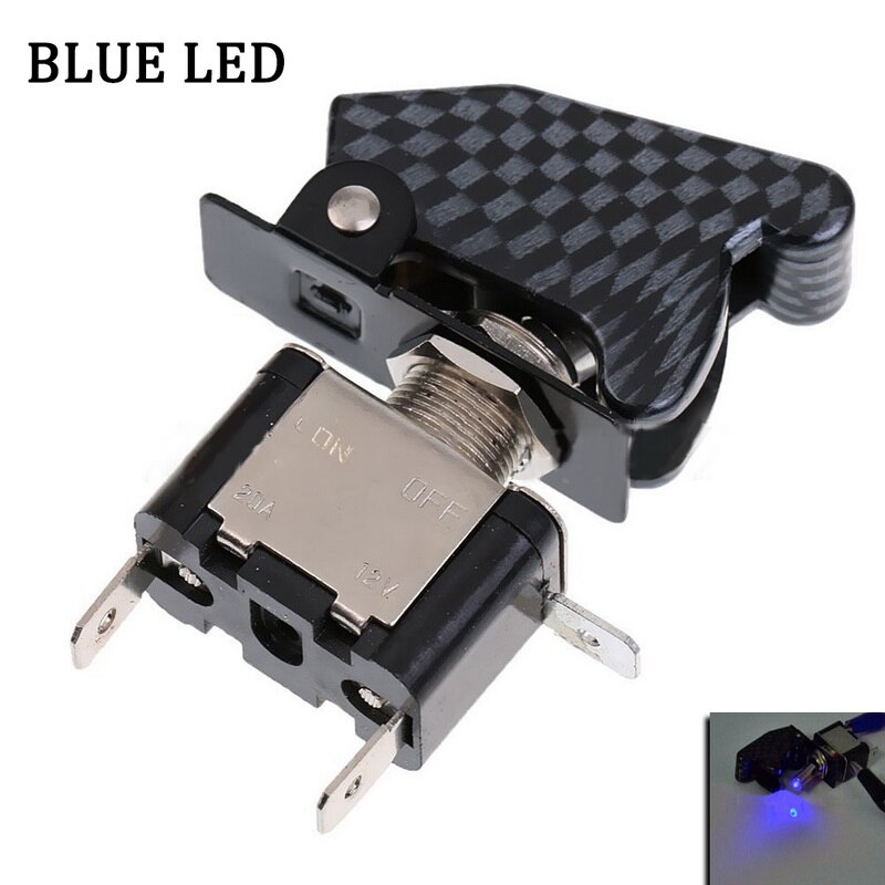 12V20ALED car switch rocker switch with carbon fiber protective cover ON-OFF Electrical equipment With Light Power Switch