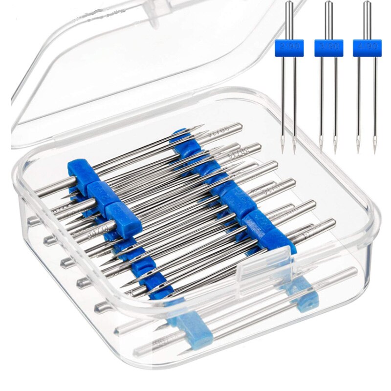 Agujas para máquinas de coser dobles, 9/3 Uds., 2,0/90 3,0/90 4,0/90, la mayoría de las máquinas de coser del hogar: 9pcs with Box