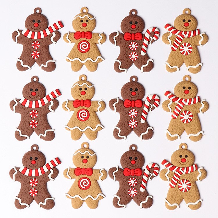 12 Stks/set Gingerbread Man Kerst Ornamenten Sneeuwpop Kerstboom Hanger Decoratie