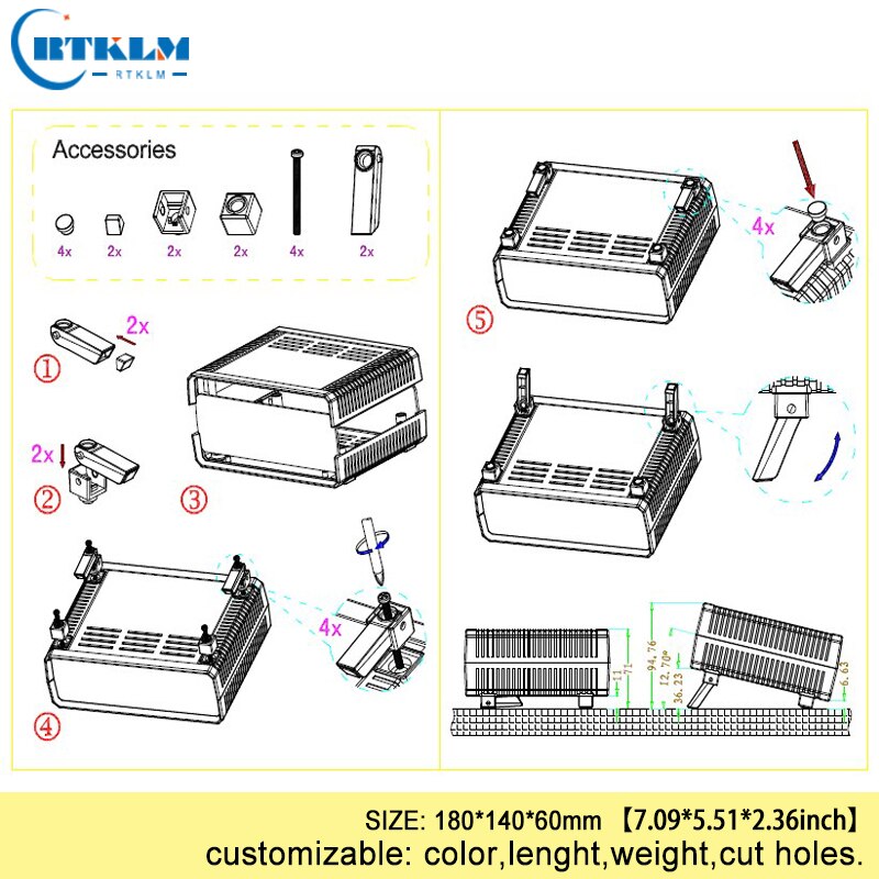 ABS plastic outdoor equipment enclosure control box diy plastic desktop instrument enclosure housing junction box 180*140*60mm