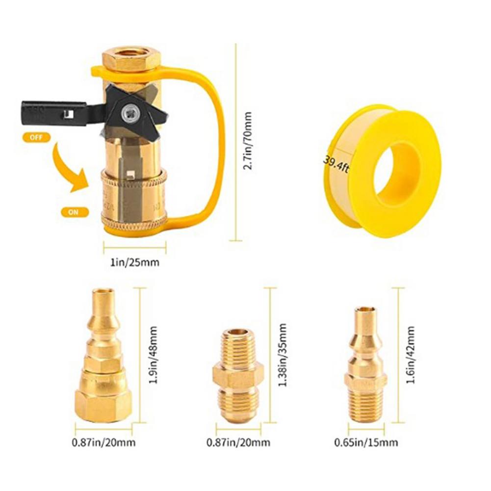 1/4 Inch Propane Natural Gas Control Valve Assembly Converter Kit Quick Connect Adapter Gas Pipeline Connect Control Valve