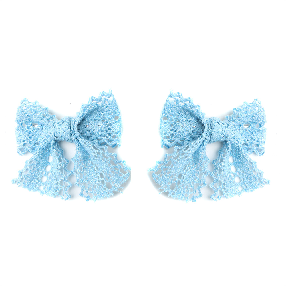 Hårbånd i bomuldsblonder, farverigt, elegant hårsløjfe, hårtilbehør, hårpandebånd med krøllet hår: Hvid