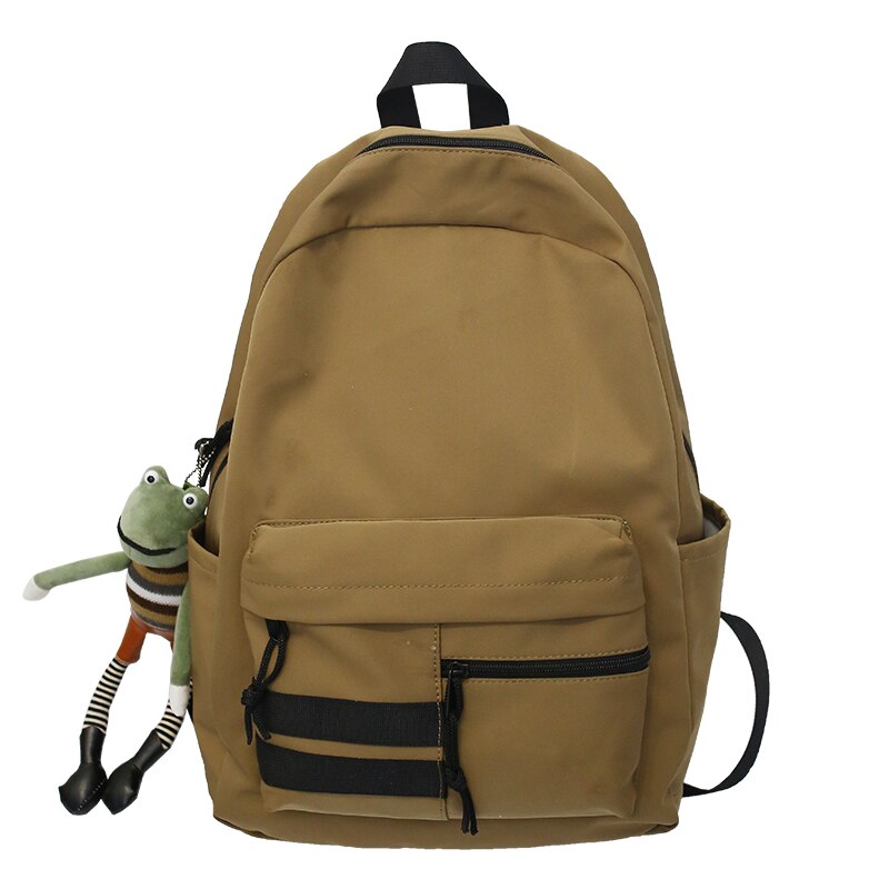 Hocodo Mode Mannen Rugzak Unisex Laptop Schooltas Waterdichte Nylon Toevallige Rugzak Effen Kleur Student Zak: Khaki