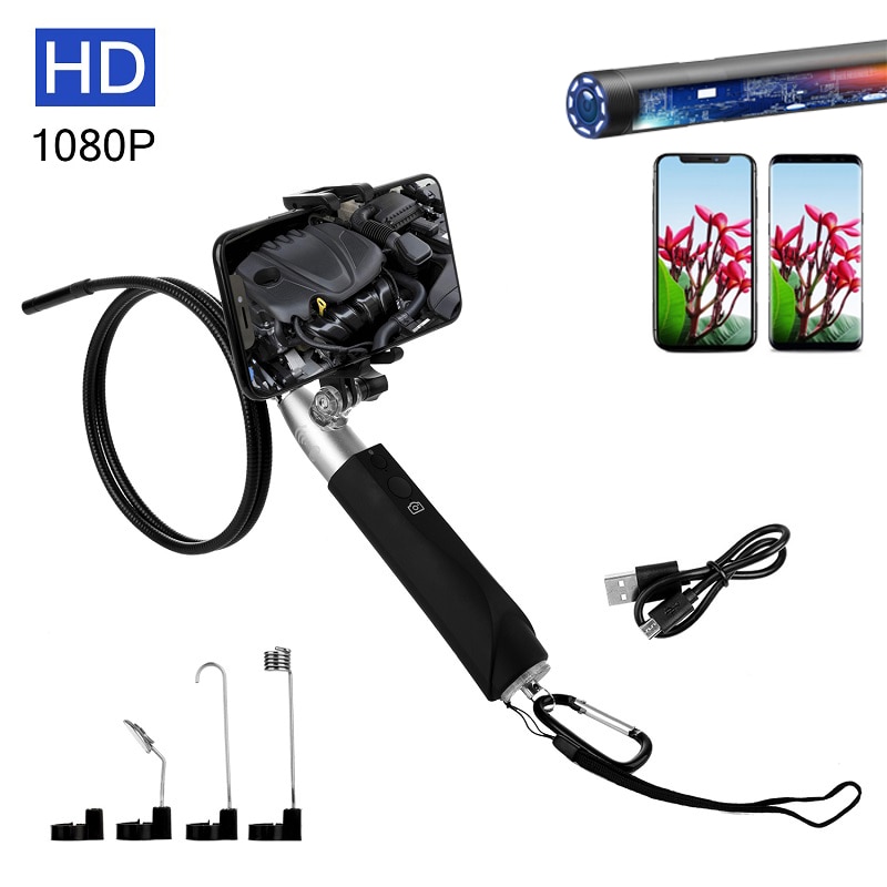8MM 1080P HD Wifi Handheld Industrial Endoscope Waterproof Hard Wire IP Camera USB Inspection Endoscope For iPhone Android Phone
