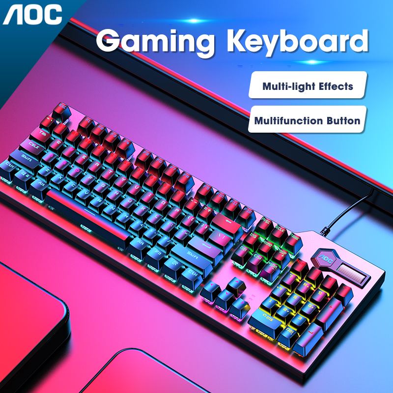 Mechanical Keyboard Wired Gaming Keyboard RGB Mix Backlit USB Wired LED Backlit Axis Gaming Mechanical Keyboard