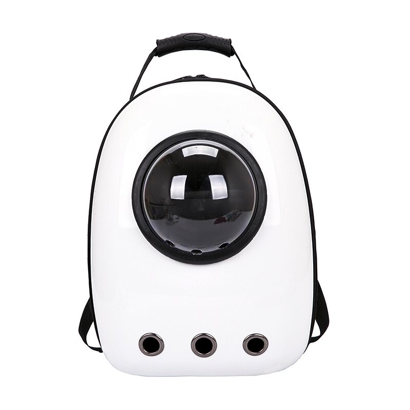Mochila para gatos con dibujos de astronauta, bolsa de viaje portátil para transportar mascotas transparente, bolsa transpirable en forma de cápsula espacial para cachorros y gatos: Blanco