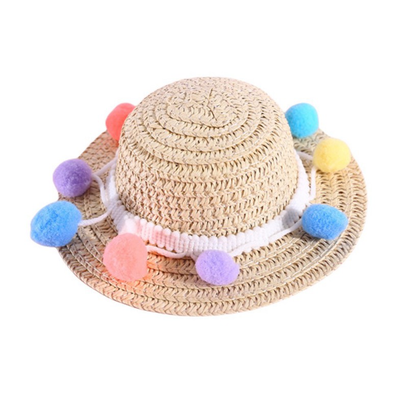 Pets Straw Hat Handcrafted Adjustable Bowknot Summer Spring Cats Dogs Pets Cap Daily Decor Sunhat: A / M