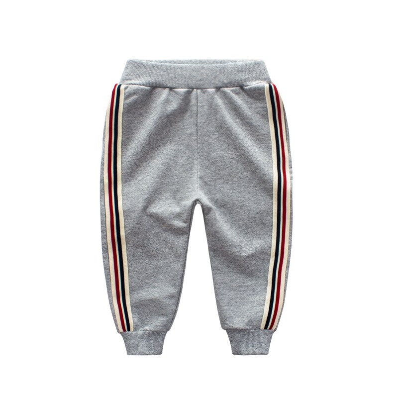 Höst casual barn pojkar kläder rand resår midja sport lösa byxor bomull ytterkläder leggings barnbyxor: Grå / 7t