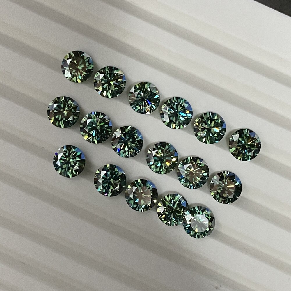 Meisidian 2 Carat 8Mm Ronde Groen Blauw Moissanite Diamond Pirce Per Karaat