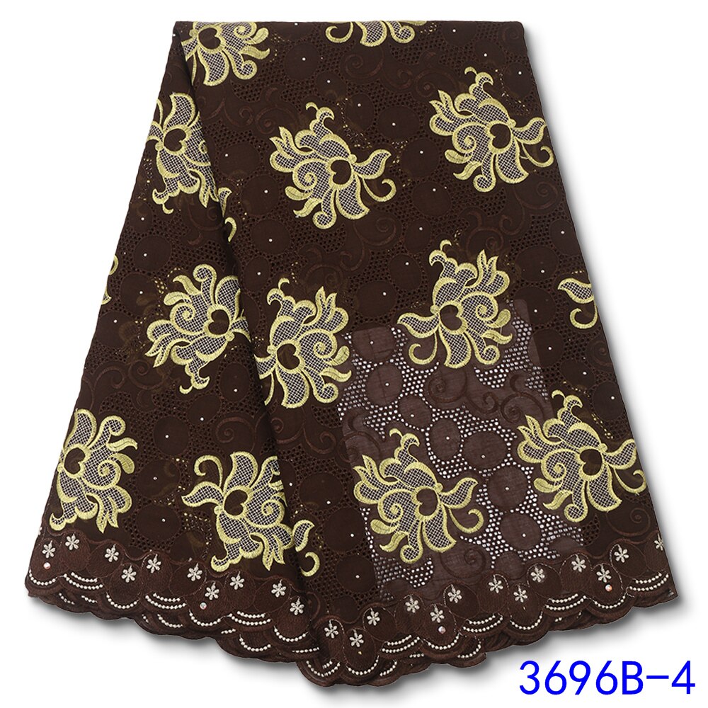 African Lace Fabric Lace Beautiful Nigerian Cotton Lace Fabrics With Stones For Party Wedding Dress YA3696B-6: Picture 4