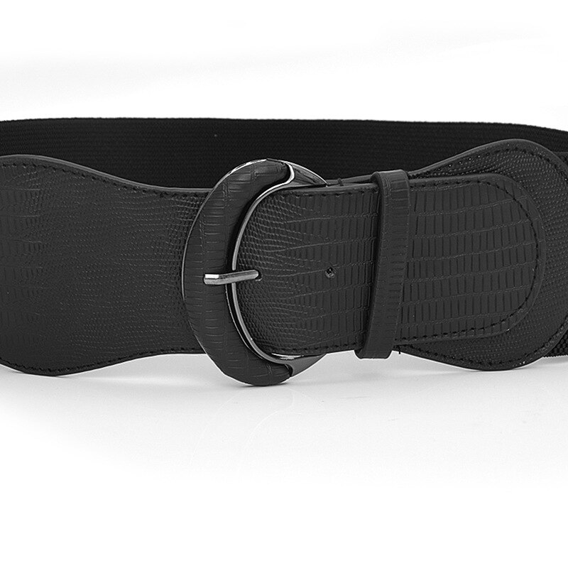 Cinturón elástico de cintura ancha para mujer, cinturón de nailon negro y rojo, corsé con hebilla de gancho