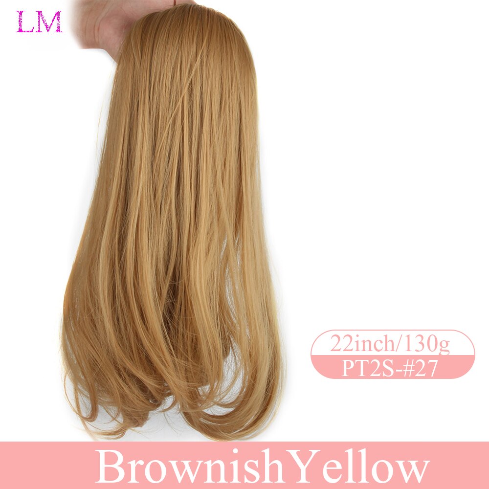 Lm Paardenstaart Trekkoord Straight Lint Paardenstaarten Clip In Hair Extensions 55 Cm, 22 "Pony Tail Paardestaart Synthetische Haarstukjes: 4/27HL