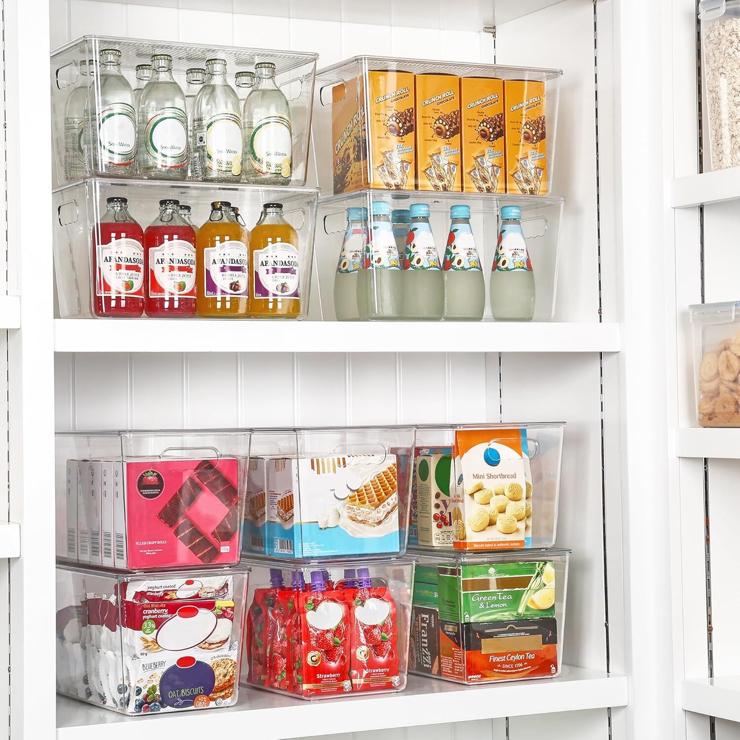 9/10/11/13 inch Transparent Stackable Storage Box With Lid, Large Plastic Container With Handle, Used For Food Storage Room