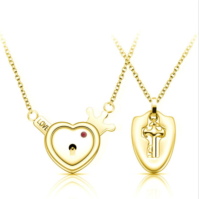 A Couple Lovers Jewelry Love Heart Lock Bracelet Stainless Steel Bracelets Bangles Key Pendant Necklace Jewelry: Q