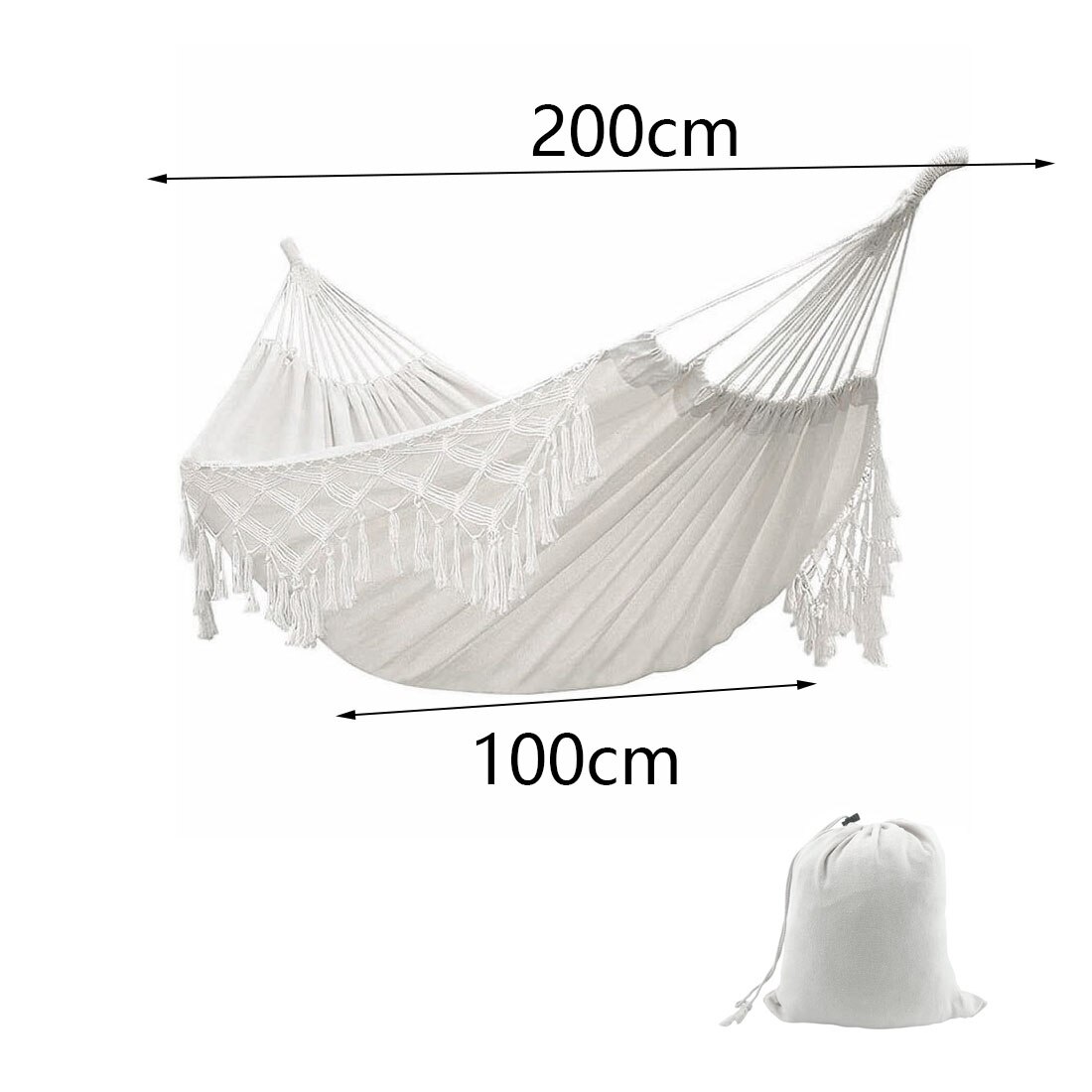 200Cm * 150Cm Hangmat Boho Stijl Braziliaanse Macrame Omzoomd Deluxe Dubbele Hangmat Netto Stoel Indoor Opknoping Swing Thuis decor: Hammock D