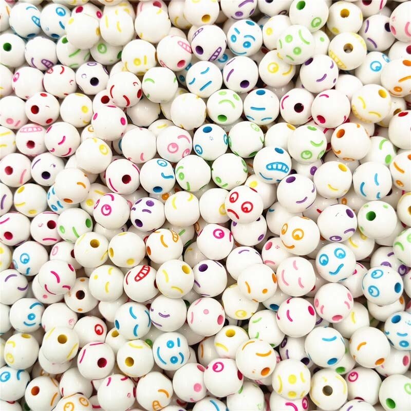 100 stk/parti dejligt til diy halskæde armbånd brev smil perle akryl perler smykker finde høj rund form