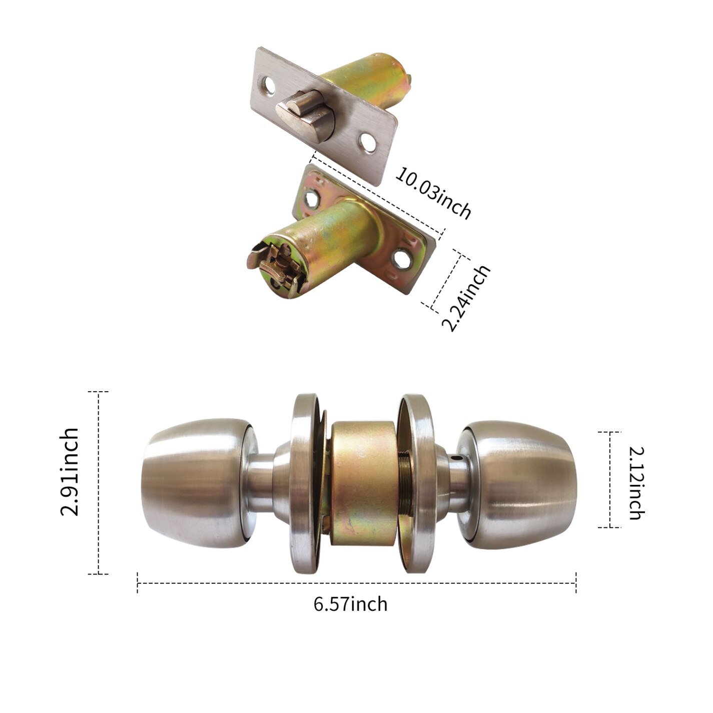 Stainless Steel Door Knob Lockset Round Ball Style Privacy Bedroom Bathroom Handle Lockset Stainless Steel Door Knob Set