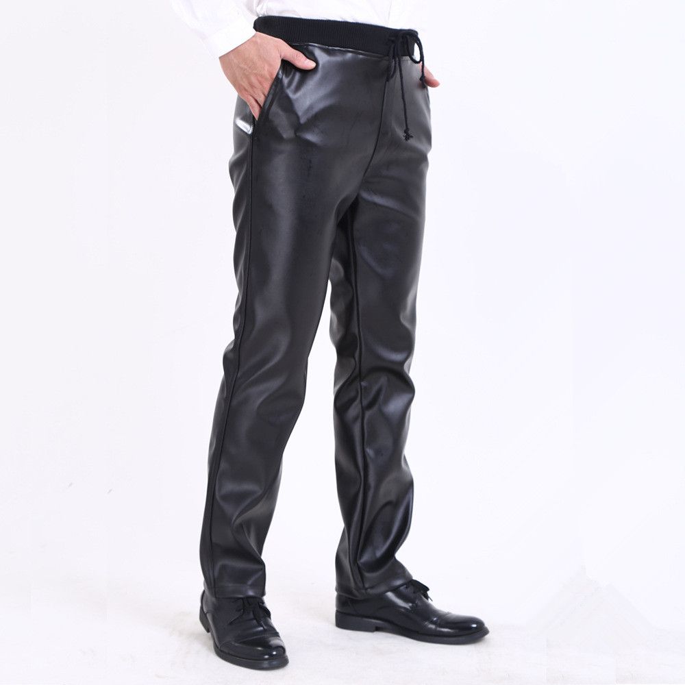 Høst herre pu lær swag bukser hiphop streetwear joggebukser plus size vindtett joggebukse 090703