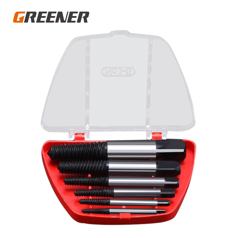 GREENER 5PC Break Screwdriver Extractor Speed Damaged Screw Drill Bit Set Take Out Bits Bolt Remover Extractor Demolition Tools