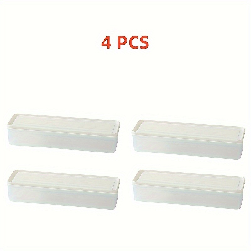 4-delige lange rechthoekige voedselopslagcontainers, plastic herbruikbare koelkast organizer dozen keukenaccessoires