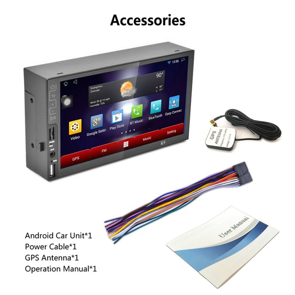 K9 7" Touch Capacitive Screen For Android 5.1 Player Car DVD Wifi Connect GPS Navigation FM/AM Radio Tuner