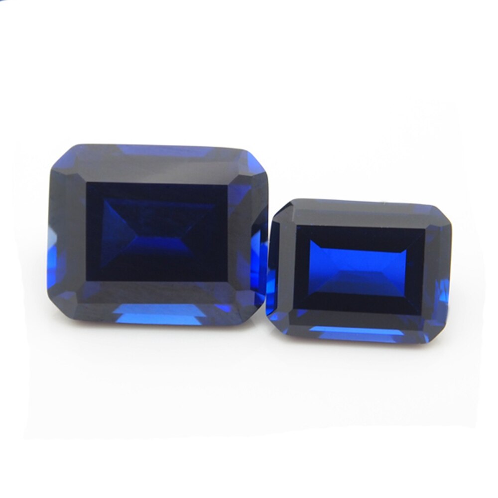 10*12mm 5 Stuk/veel Blue Sapphire emerald cut Blue korund Losse Edelsteen