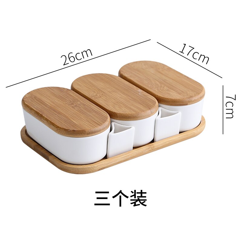 Ceramic Plate Snack Tray with Wooden Cover Wooden Pallets Fruit Plate Salad Bowl Snack Platter Dried Fruit Plates Dim Sum Dish: 3 grid with tray lid