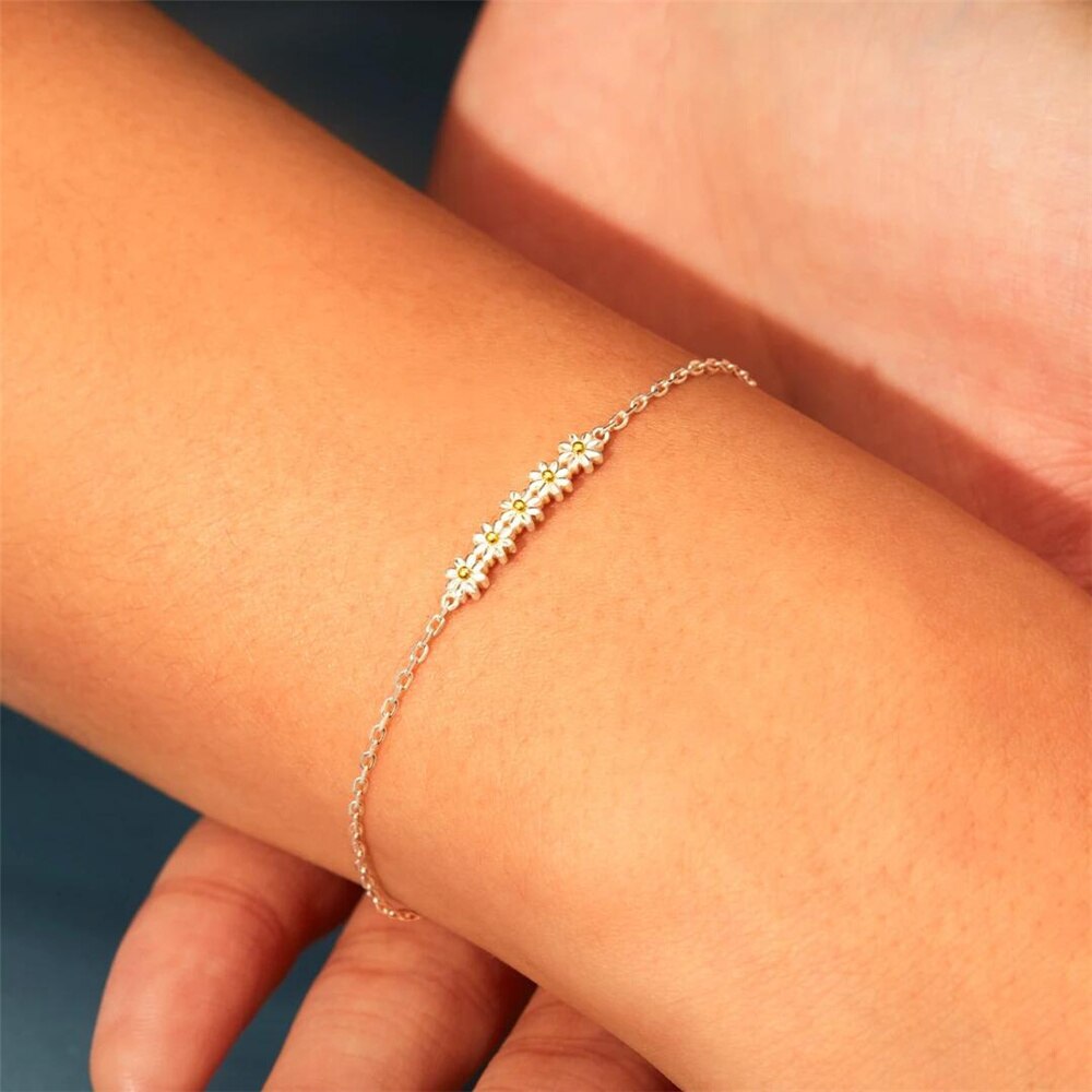 Braccialetti margherita Vintage per donna braccialetto da sposa con fidanzamento a fiori carino catena da spiaggia Boho gioielli regalo Pulseras