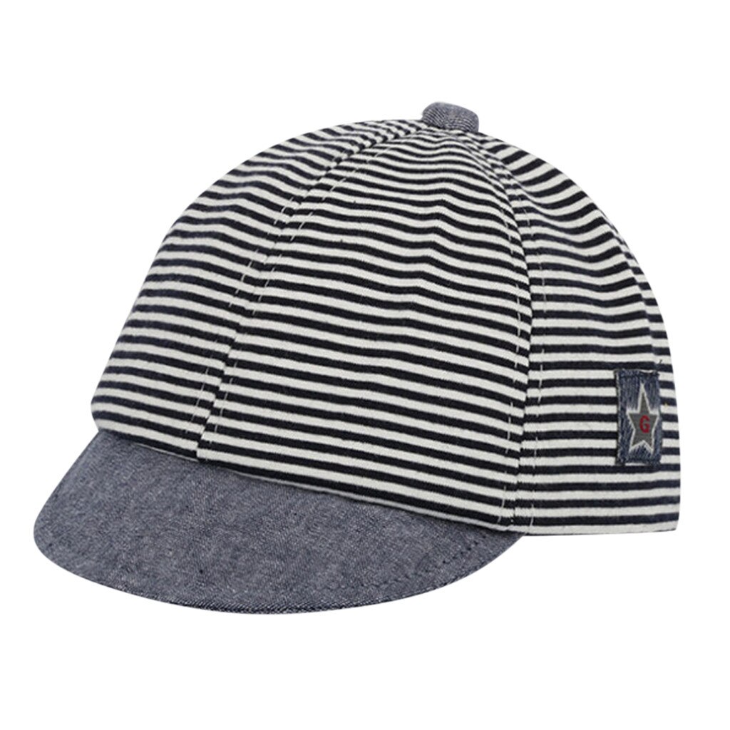 Cappello da bambino in cotone estivo cappello da bambino a righe Casual carino cappellino morbido gronda per bambini ragazze protezione solare cappelli cappellini детские шапки и шапки: Black