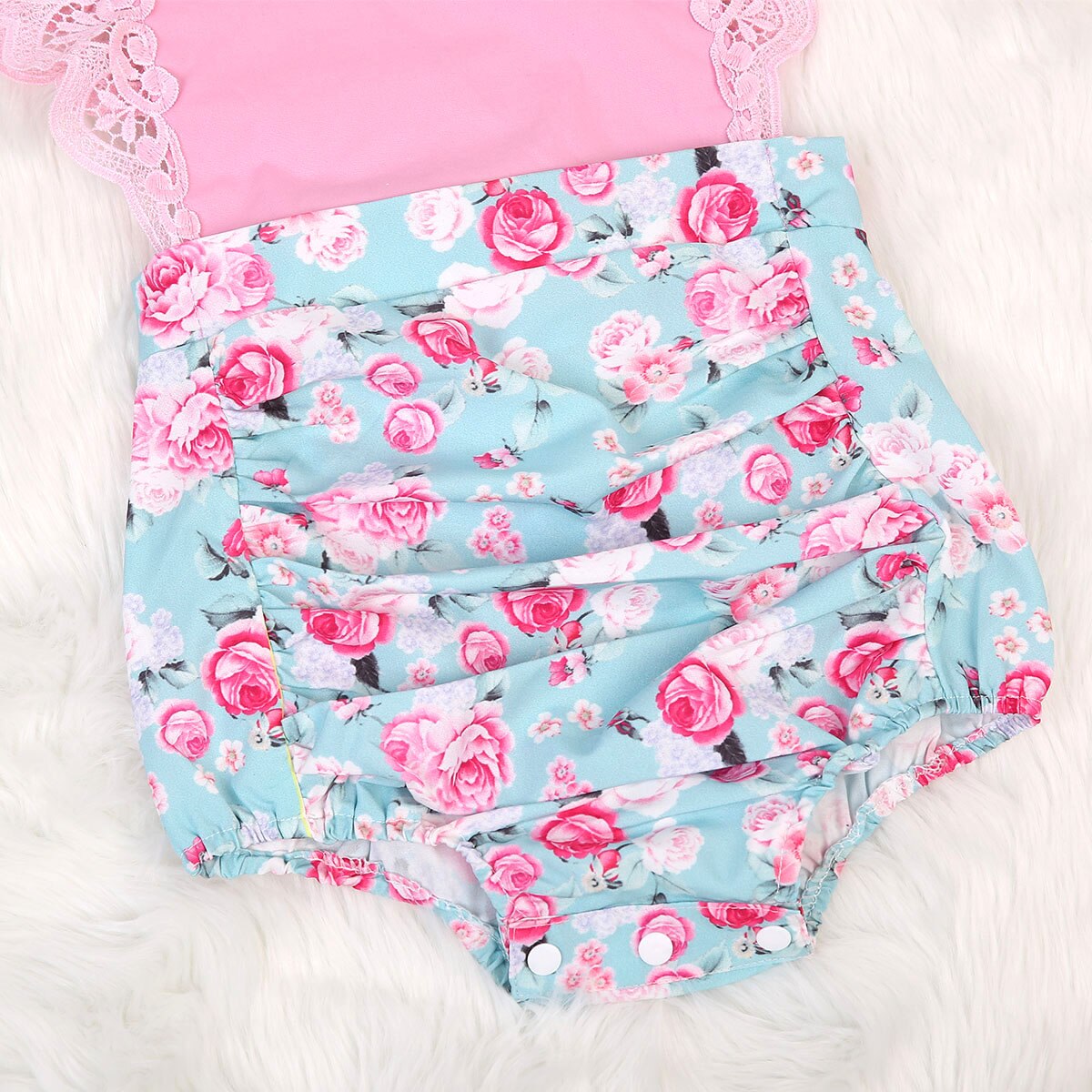 Babymeisjes kinderoutfits set bloemen rug kruis prinses romper kant vliegende mouwen jumpsuit feest zonnepak kleding