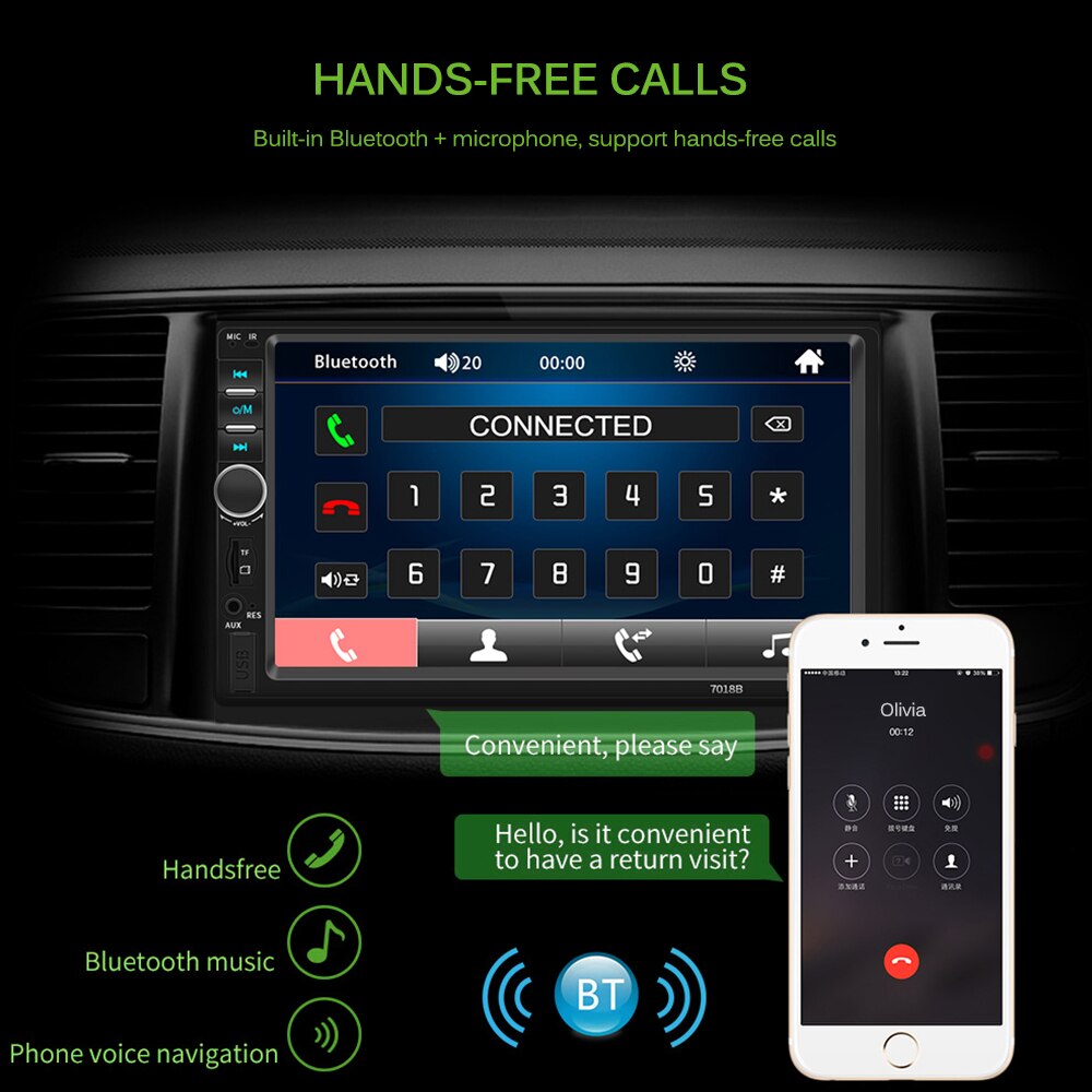 Car Video MP5 Player USB FM Transmitter LCD Display Car Kit With Remote Control Steering Wheel Controls For IOS