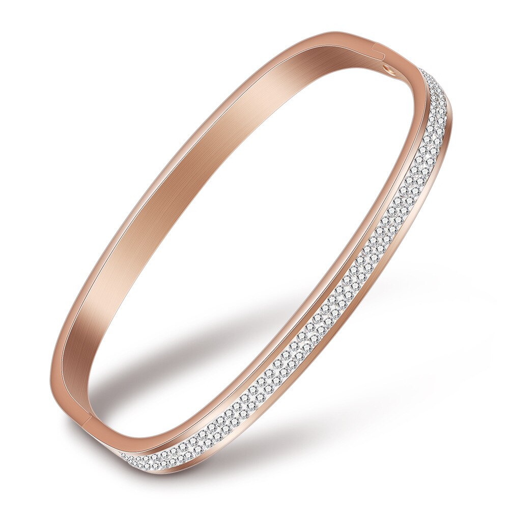 ZORCVENS strass di cristallo a due file pavimenta bracciali e braccialetti in acciaio inossidabile per accessori moda donna gioielli braccialetto: 84090