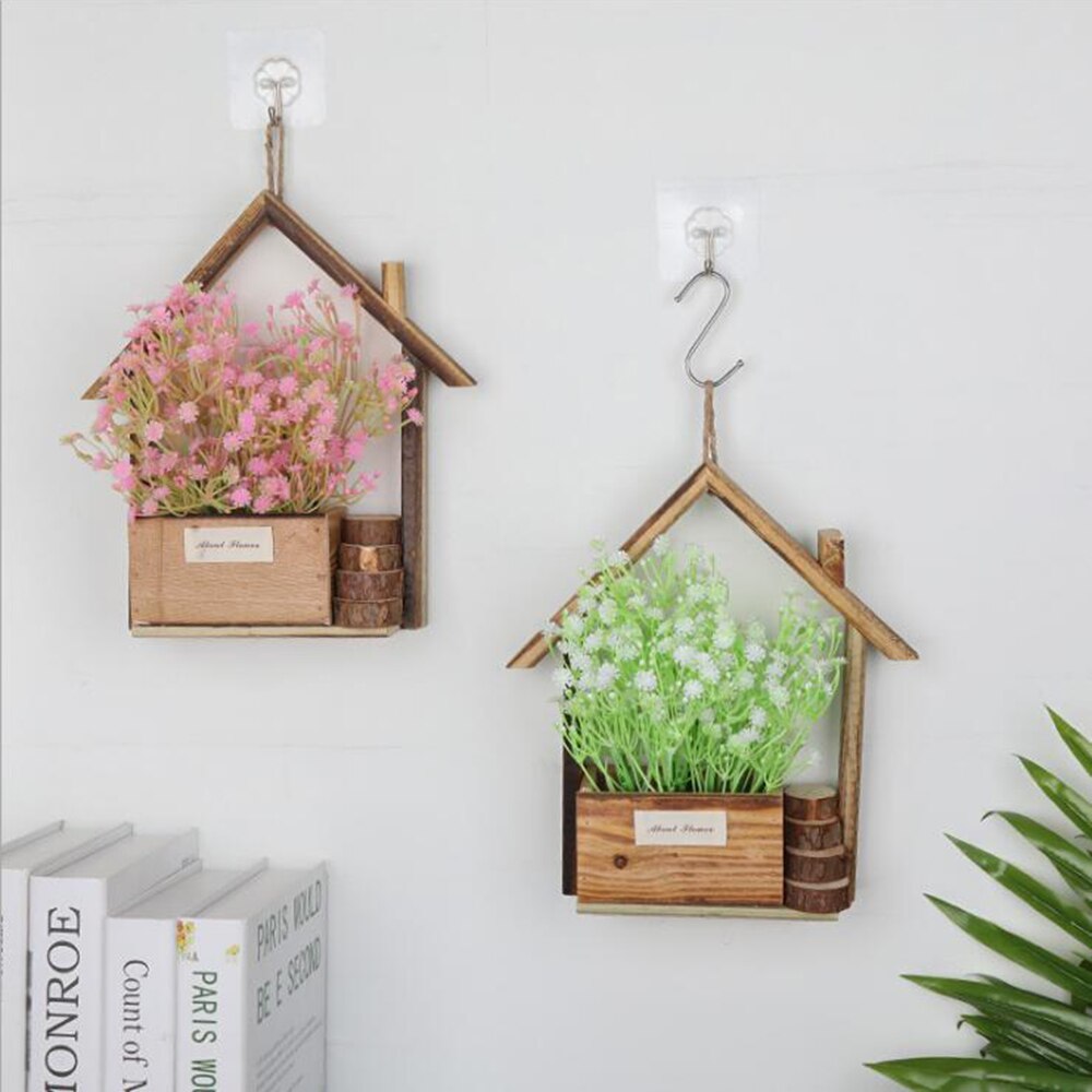 Wooden Hanging Flower Pot Plant Holder Plant Hanger Flower Pots Hanger for Wall Planter Basket Home Garden Balcony Decoration
