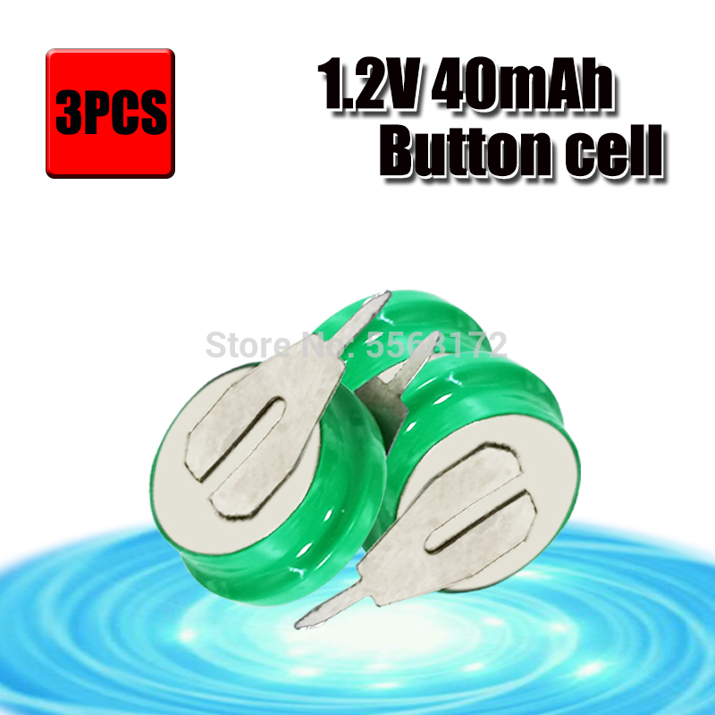 Original Brand 1.2V 40mAh Ni-MH Rechargeable Button Cell Battery Ni MH Batteries With Pins: 3pcs