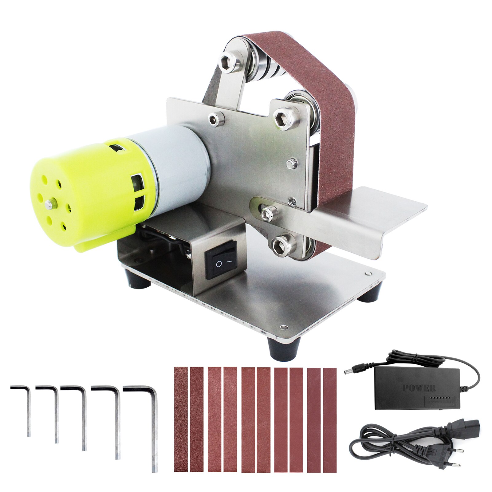 Mini Electric Belt Sander DIY Polishing Grinding Machine Fixed Angle Sharpening Machine Blade Desktop Cutter Edges Power Tool: EU plug  30mm belt